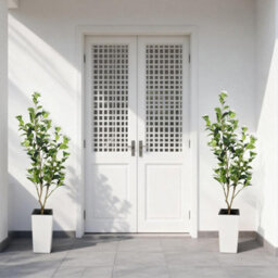 London Boutique 150 Cm Artificial Camellia Tree, Tall White Planter, Faux Flower Tree, Indoor Outdoor Decor, Entryway Living Room - thumbnail 6