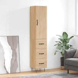Berkfield Highboard Sonoma Oak 34.5X34X180 Cm Engineered Wood - thumbnail 1