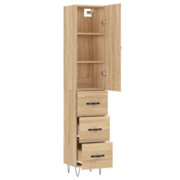 Berkfield Highboard Sonoma Oak 34.5X34X180 Cm Engineered Wood - thumbnail 4