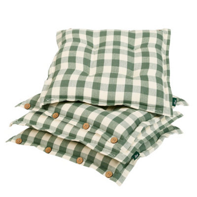 Dibor Set Of 4 Green Gingham Summer Outdoor Garden Chair Seat Pad Cushions - image 1