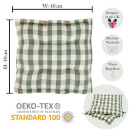Dibor Set Of 4 Green Gingham Summer Outdoor Garden Chair Seat Pad Cushions - thumbnail 5