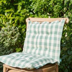 Dibor Set Of 4 Green Gingham Summer Outdoor Garden Chair Seat Pad Cushions - thumbnail 2