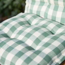 Dibor Set Of 4 Green Gingham Summer Outdoor Garden Chair Seat Pad Cushions - thumbnail 3