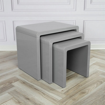 Nest Of Tables Set Of 3 Grey Side End Living Room Furniture Nesting - image 1
