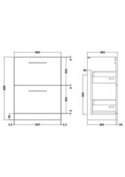 Nuie Hudson Reed Arno Floor Standing Vanity Unit, Durable 2 Soft Close Drawer Bathroom Sink Vanity Unit With Shelf In Solace Oak, 600mm - thumbnail 2