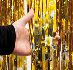 Netagon Shimmer Tinsel Curtain Reindeer Christmas Tree Design 3M X 1M Yellow - thumbnail 4