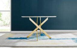 Furniturebox Uk Novara White Marble Gold Leg 120Cm Round Dining Table & 4 Cappuccino Milan Gold Leg Chairs - thumbnail 8