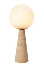 Lucide Evin Glass And Stone Travertine Table Lamp Natural - thumbnail 1