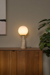 Lucide Evin Glass And Stone Travertine Table Lamp Natural - thumbnail 3