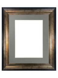 Frames By Post Scandi Black & Gold Frame With Dark Grey Mount For Image Size 4 X 3 Inch - thumbnail 1