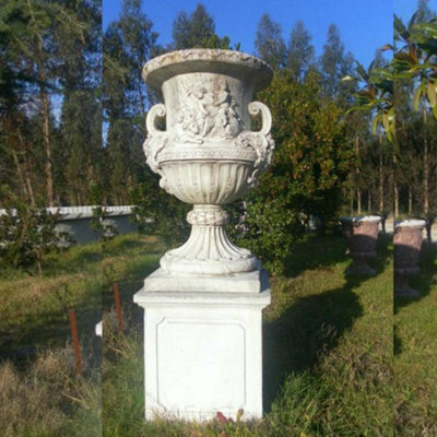 Giant Greek Design Stone Cast Vase With Column - image 1