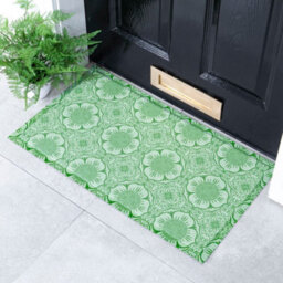 Native Natural Green Flower Pattern Indoor & Outdoor Doormat - 70X40Cm - thumbnail 1