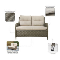 Sealey Dg70 Dellonda Chester Rattan Wicker Outdoor 2-Seater Sofa - thumbnail 4