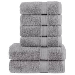 Berkfield 6 Piece Premium Towel Set Solund Grey 600 Gsm - thumbnail 1