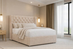 "Nexus Windsor Plush Divan, Pebble, 54"" Winged Hb, No Drawers, Open Coil Mattress, Double" - thumbnail 1