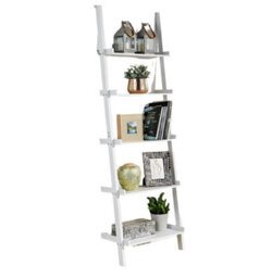 Modcraft 5-Tier White Ladder Shelf - Leaning Storage Bookcase - thumbnail 3