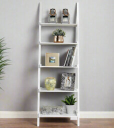 Modcraft 5-Tier White Ladder Shelf - Leaning Storage Bookcase - thumbnail 2