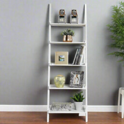 Modcraft 5-Tier White Ladder Shelf - Leaning Storage Bookcase - thumbnail 6