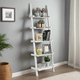 Modcraft 5-Tier White Ladder Shelf - Leaning Storage Bookcase - thumbnail 5