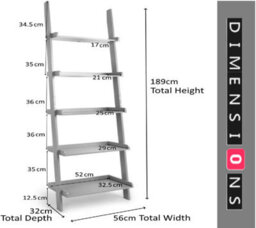 Modcraft 5-Tier White Ladder Shelf - Leaning Storage Bookcase - thumbnail 4
