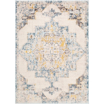 Livabliss Ankara Vintage Blue Beige Traditional Boho Living Room Rug 120 X 170 Cm Easy Care, Non Shedding - image 1
