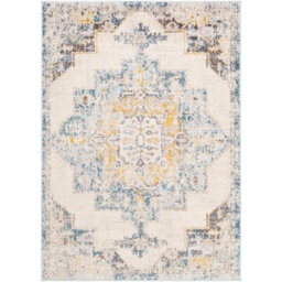 Livabliss Ankara Vintage Blue Beige Traditional Boho Living Room Rug 120 X 170 Cm Easy Care, Non Shedding - thumbnail 1