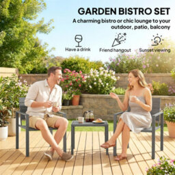 Outsunny 3 Pieces Garden Bistro Set For 2, Outdoor Bistro Table And Chairs - thumbnail 4