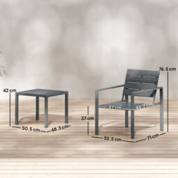 Outsunny 3 Pieces Garden Bistro Set For 2, Outdoor Bistro Table And Chairs - thumbnail 3