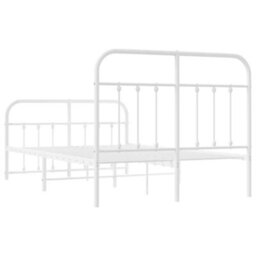 Berkfield Metal Bed Frame With Headboard And Footboard White 120X190 Cm - thumbnail 8