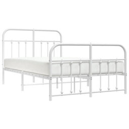 Berkfield Metal Bed Frame With Headboard And Footboard White 120X190 Cm - thumbnail 3