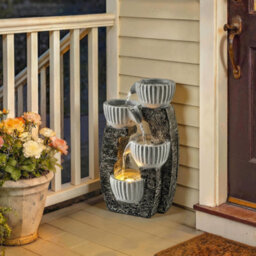 Outsunny 4-Tier Bowl Water Feature, Outdoor Water Fountain With Led Lights - thumbnail 8