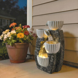 Outsunny 4-Tier Bowl Water Feature, Outdoor Water Fountain With Led Lights - thumbnail 9