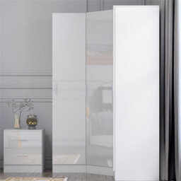 Reflect 2Pc Wardrobe Bundle - 1 Door Corner + 1 Door Plain - White Gloss & Matt White - H: 180Cm X W: 112Cm X D: 74Cm