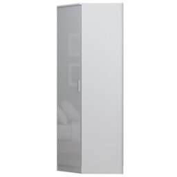 Reflect 2Pc Wardrobe Bundle - 1 Door Corner + 1 Door Plain - White Gloss & Matt White - H: 180Cm X W: 112Cm X D: 74Cm - thumbnail 6