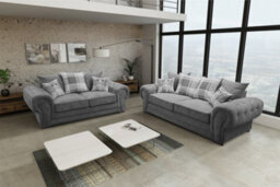 Verona 3+2 Seater Sofa Set Grey Designer Scatter Cushions - thumbnail 3