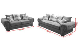 Verona 3+2 Seater Sofa Set Grey Designer Scatter Cushions - thumbnail 2