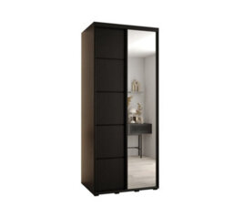 Arte Modern Black Cannes V Sliding Wardrobe H2050mm W1100mm D600mm With Customisable Black Steel Handles