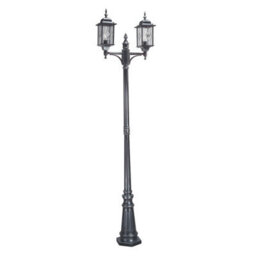 Weatherproof Black Silver Led Lamp Post With Leaded Glass E27 100W