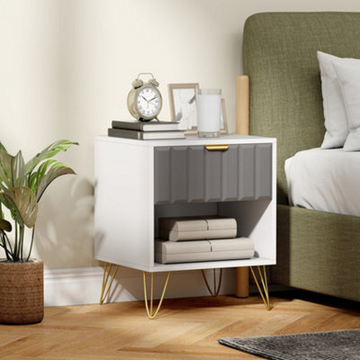 Homcom Bedside Drawers Modern Bedside Cabinet With Drawer And Handle, White - image 1