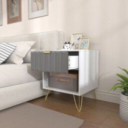 Homcom Bedside Drawers Modern Bedside Cabinet With Drawer And Handle, White - thumbnail 8
