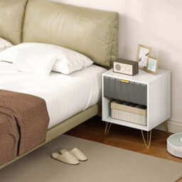 Homcom Bedside Drawers Modern Bedside Cabinet With Drawer And Handle, White - thumbnail 7