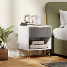 Homcom Bedside Drawers Modern Bedside Cabinet With Drawer And Handle, White - thumbnail 1