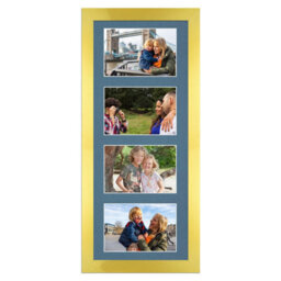 AK Frames 50X20Cm Gold Modern Multi Photo Frame With Pompadour Mount - Holds 4 Apertures (4X) 6X4 Photos - thumbnail 1