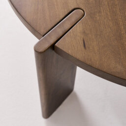 Sweeek - Round Solid Mango Wood Coffee Table Reva Walnut Coloured 80X80X36 Cm - thumbnail 5