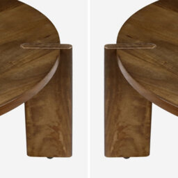 Sweeek - Round Solid Mango Wood Coffee Table Reva Walnut Coloured 80X80X36 Cm - thumbnail 3