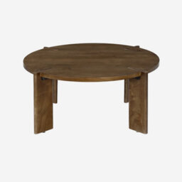 Sweeek - Round Solid Mango Wood Coffee Table Reva Walnut Coloured 80X80X36 Cm - thumbnail 2