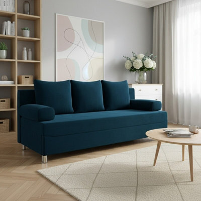 Dover 3 Seater Sofa Bed With Dl Mechanism Bedding Storage 192 Cm Wide Modern Sofa For The Living Room Blue - image 1