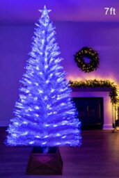 Christmas Tree World The 7Ft/210Cm White Blue Ripple Effect Fibre Optic Tree