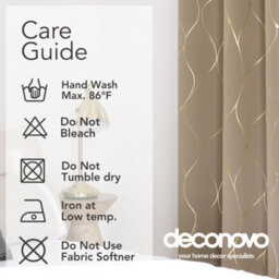 Deconovo Ring Top Curtains, Blackout Thermal Insulated Curtains, Gold Wave Foil Printed Curtains, W46 X L54 Inch, Taupe, 1 Pair - thumbnail 9