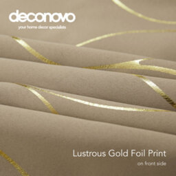 Deconovo Ring Top Curtains, Blackout Thermal Insulated Curtains, Gold Wave Foil Printed Curtains, W46 X L54 Inch, Taupe, 1 Pair - thumbnail 8